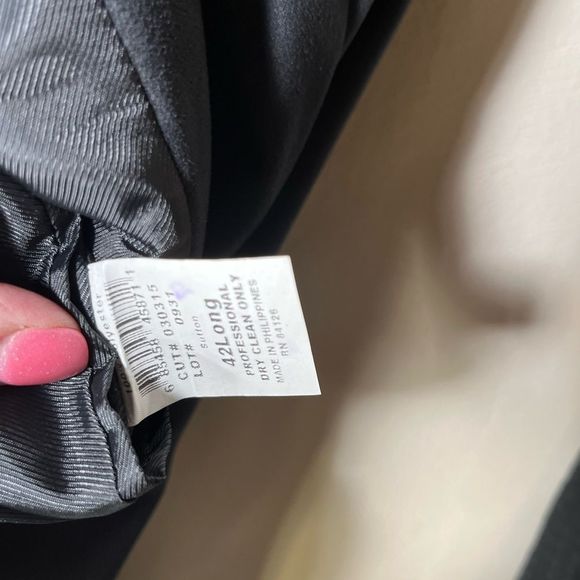 Bill Blass 42 long black polyester sport coat/blazer sueded fabric - Picture 5 of 8